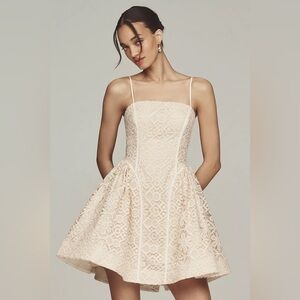 Anthropologie Lace Basque-Waist Mini Dress